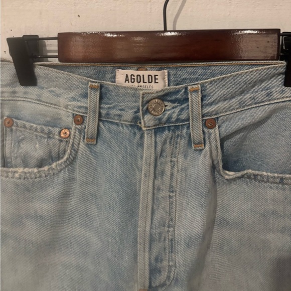Agolde Riley High Rise Straight cropped .
Distressed Blue Jeans in size 24 W - Picture 4 of 10